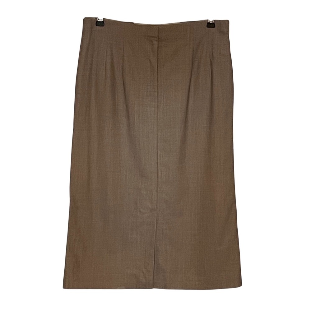 Talbots Italian Stretch Wool Blend Pencil Skirt Taupe Brown Size 4 Midi Tailored